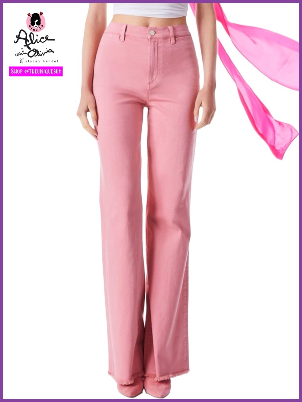 Alice + Olivia Gorgeous Coin Pocket Rose Pink Jeans Pant